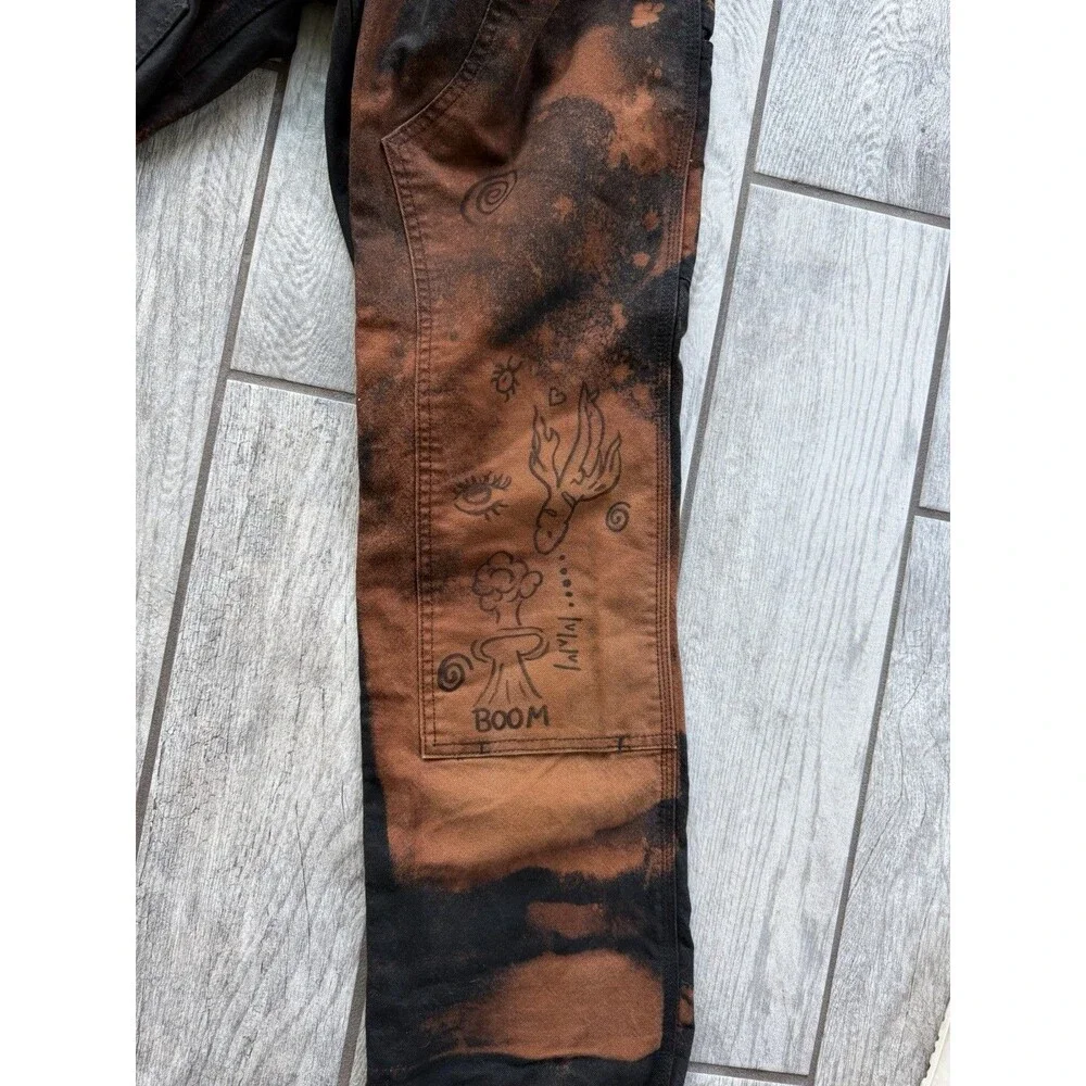 Tie Dyed Black Denim Size 32 X 32 Custom Carhartt Duck Jeans 1 Of 1 Streetwear